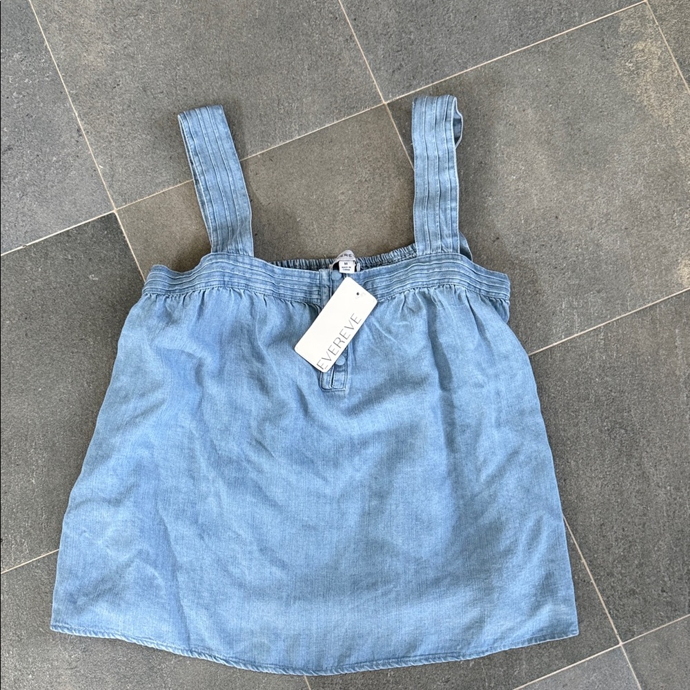 Evereve Chambray Tank in Light Blue